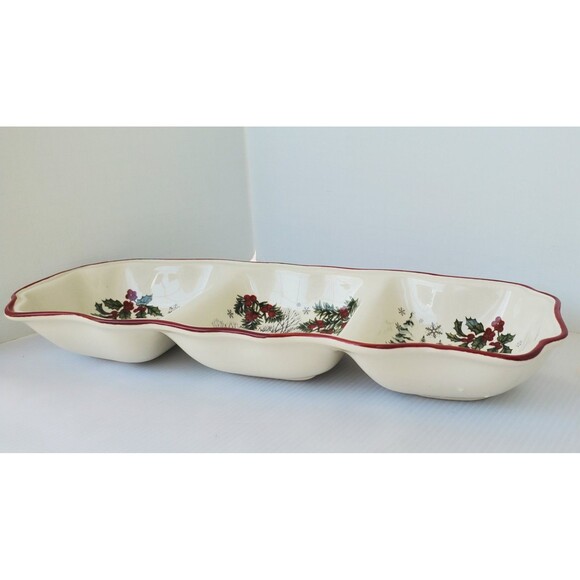 Better Homes & Gardens Heritage Christmas Collection 3 Section Serving Tray Dish - Picture 5 of 10